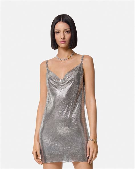 versace metal mesh dress|Metal Mesh Slip Mini Dress .